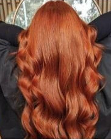 Copper red waves coloured in the salon